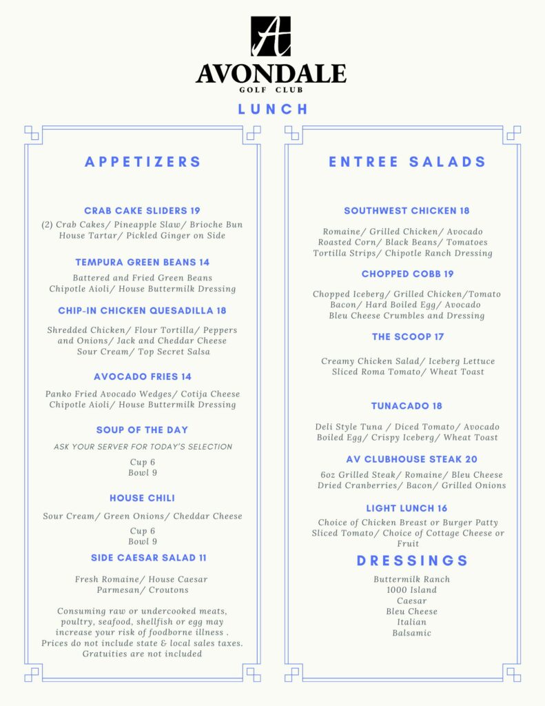 Menu Lunch Spring 26